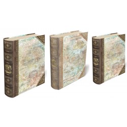 Set de 3 boîtes livres gigognes GM - Brown Patina Maps