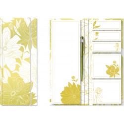 Carnet blocs notes, autocollants  & stylo - Golden Botanicals
