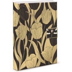 Carnet de notes avec broche - Golden Botanicals (black tulips) 