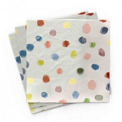 20 Serviettes 100% Bambou 33x33 cm Watercolor dots - Chic Mic