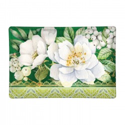 Rectangle glass soap dish - Winter Blooms
