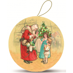 Set 6 boules Noël papier mâché à garnir (1 motif) - Santa with kids
